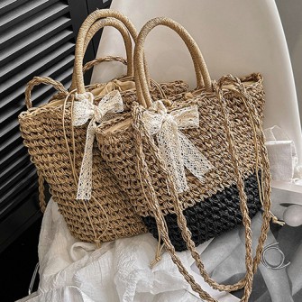 Straw Simple Bucket Handheld Shoulder Bag