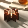 Wooden Tea Stove Glass Cover Candle Heating Base Set
