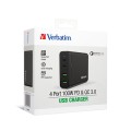 Verbatim 4 端口 100W PD & QC 3.0 GAN 充電器-交流電源線