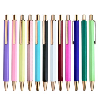 Hexagonal metal ballpoint pen