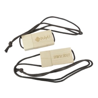 Wooden case USB stick with lanyard-PolyU
